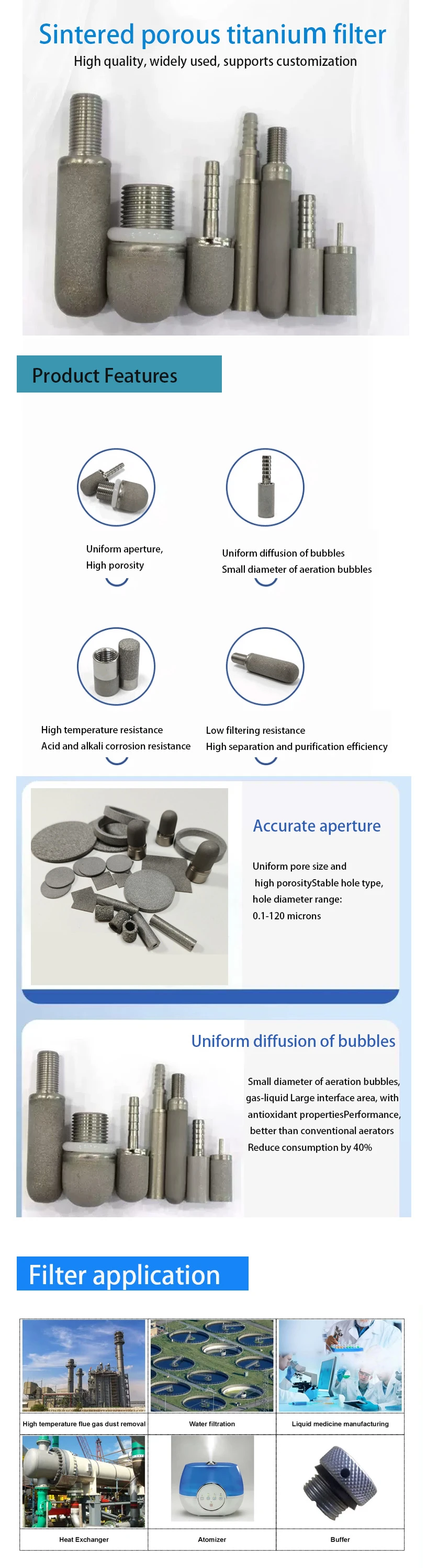 Sintered porous titanium filter Sintered porous titanium filter